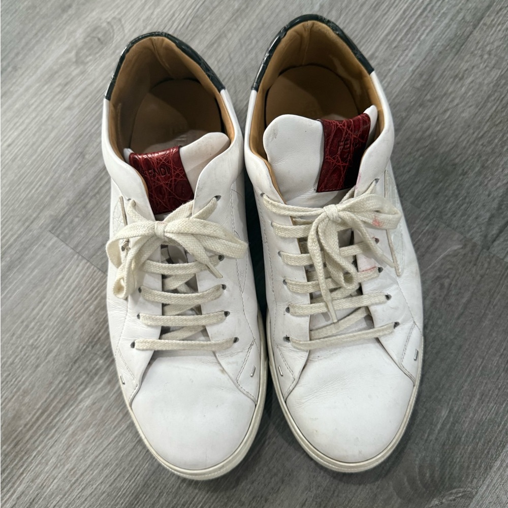 Fendi White and Red Men's Sneakers